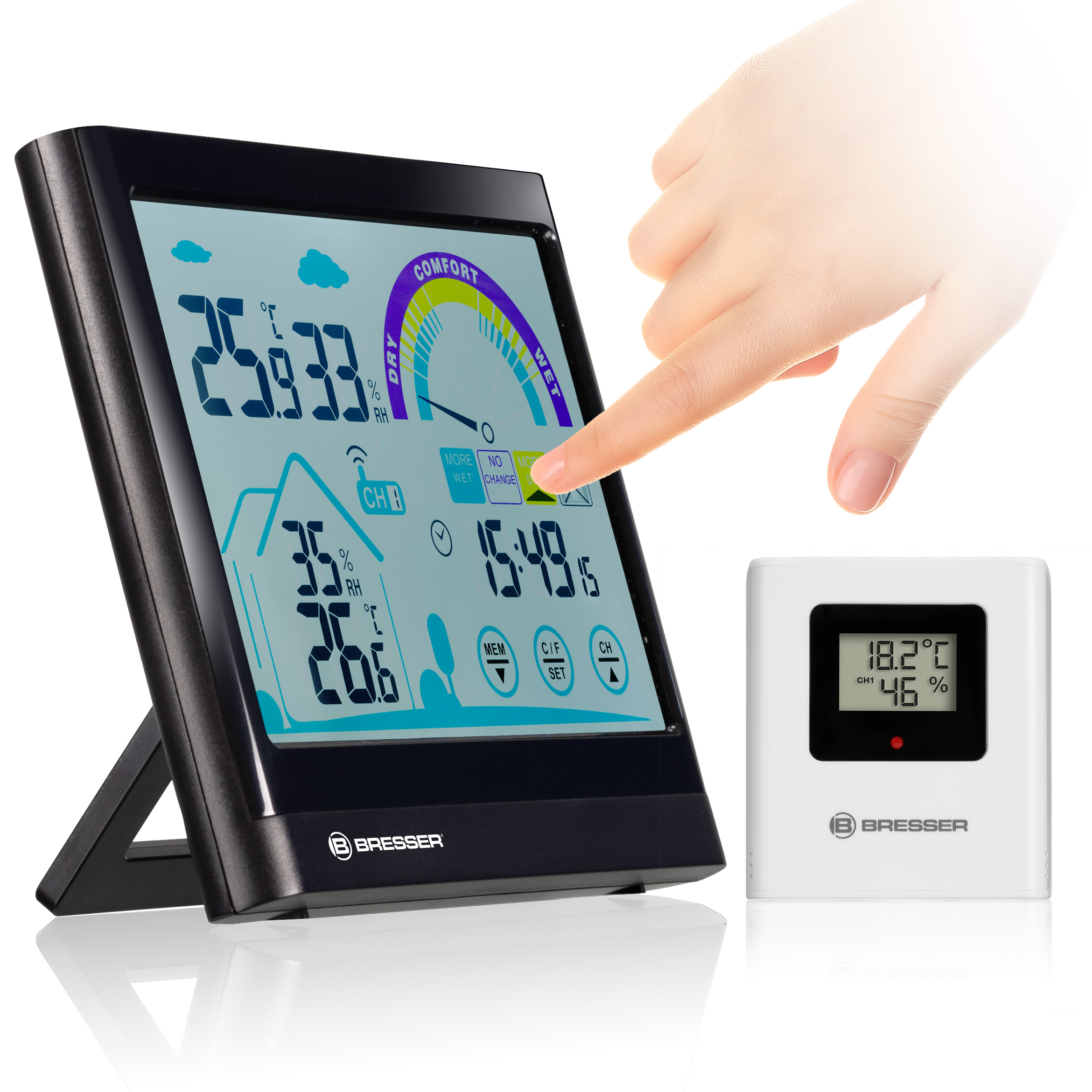BRESSER VentAir Thermo-/ Hygrometer mit Touchscreenfunktion und Lüftungsempfehlung