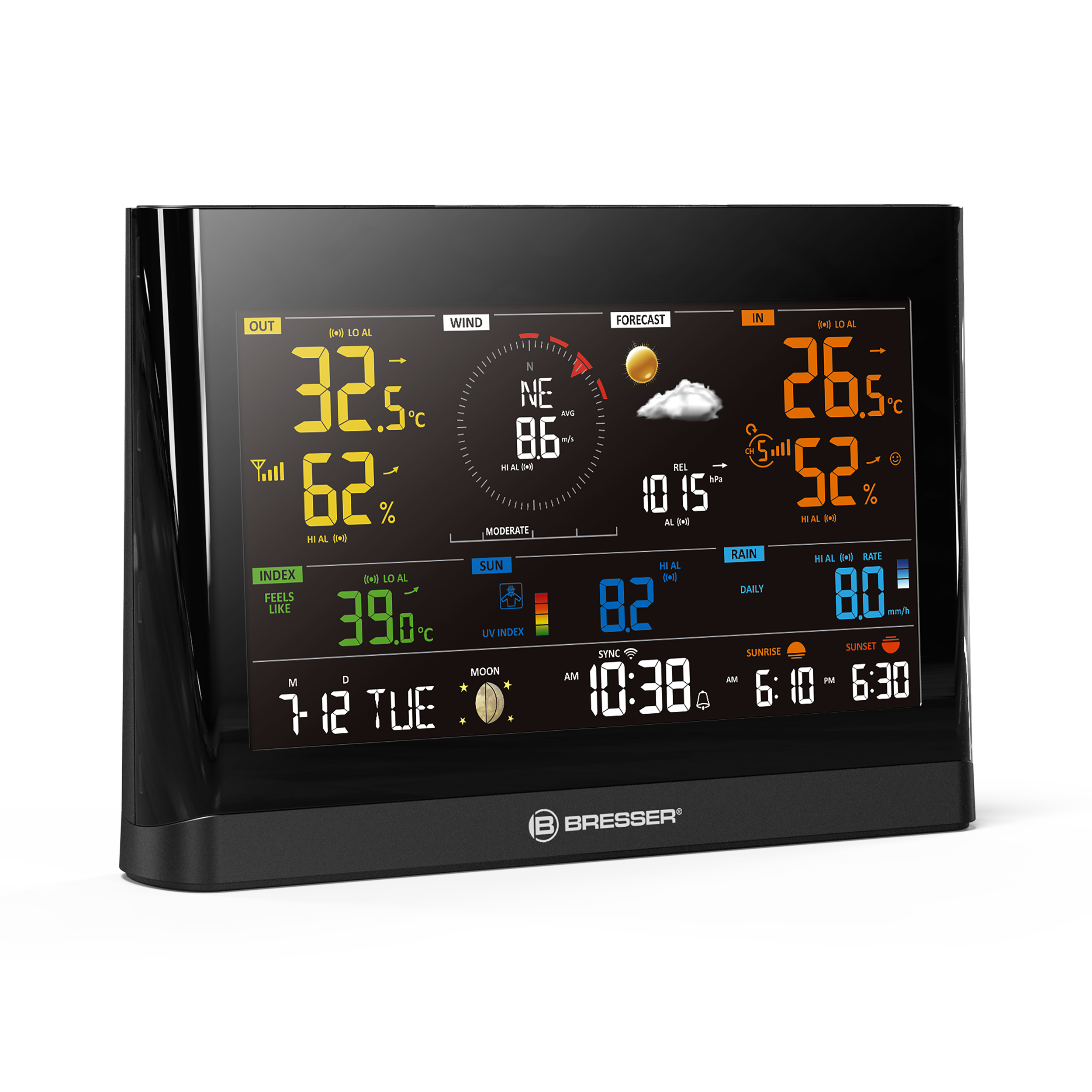 BRESSER WLAN Comfort Wetterstation mit 7-in-1 Profi-Sensor und modernem Farbdisplay