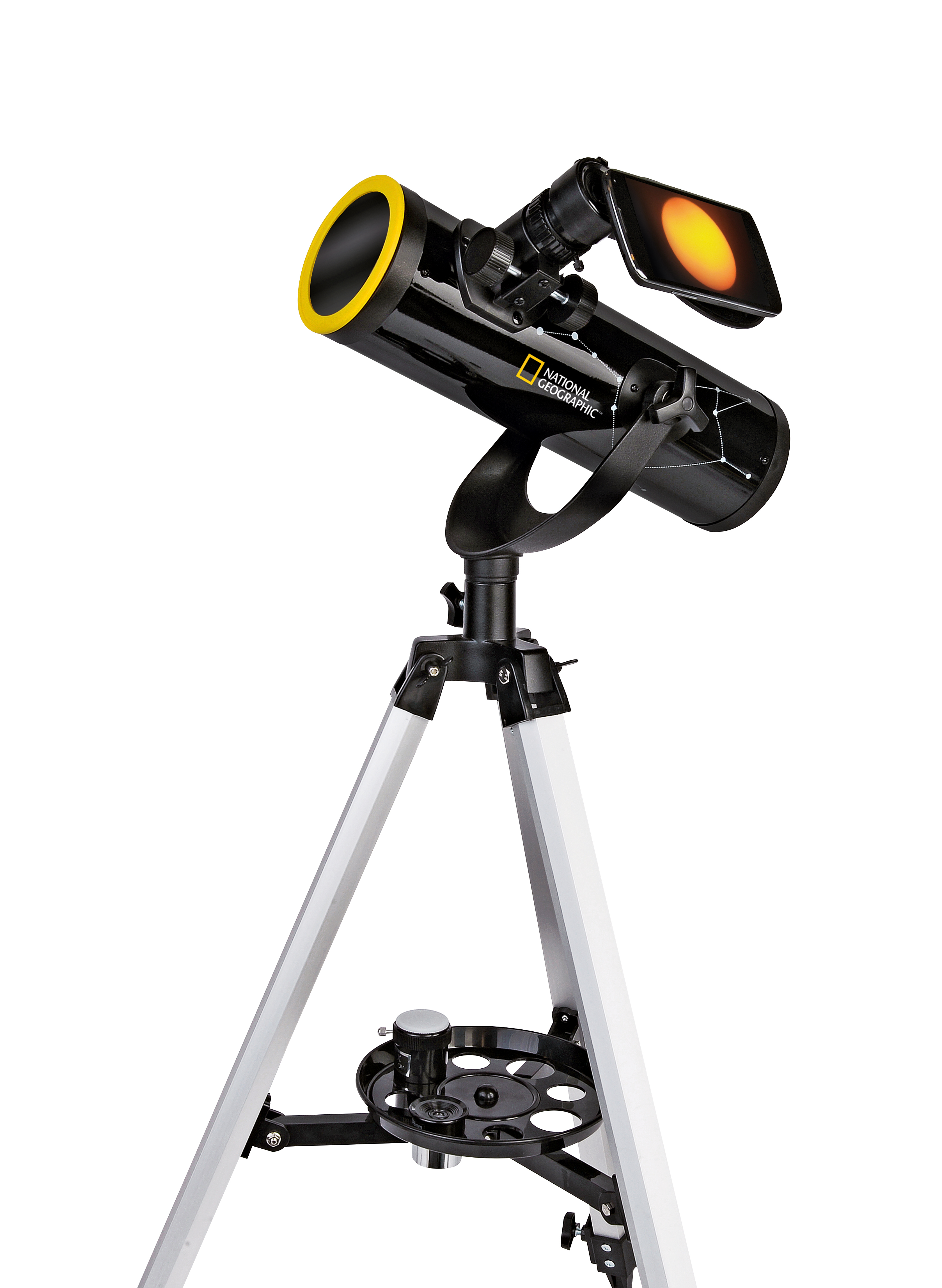 NATIONAL GEOGRAPHIC 76/350 Teleskop mit Sonnenfilter und Smartphone-Halter