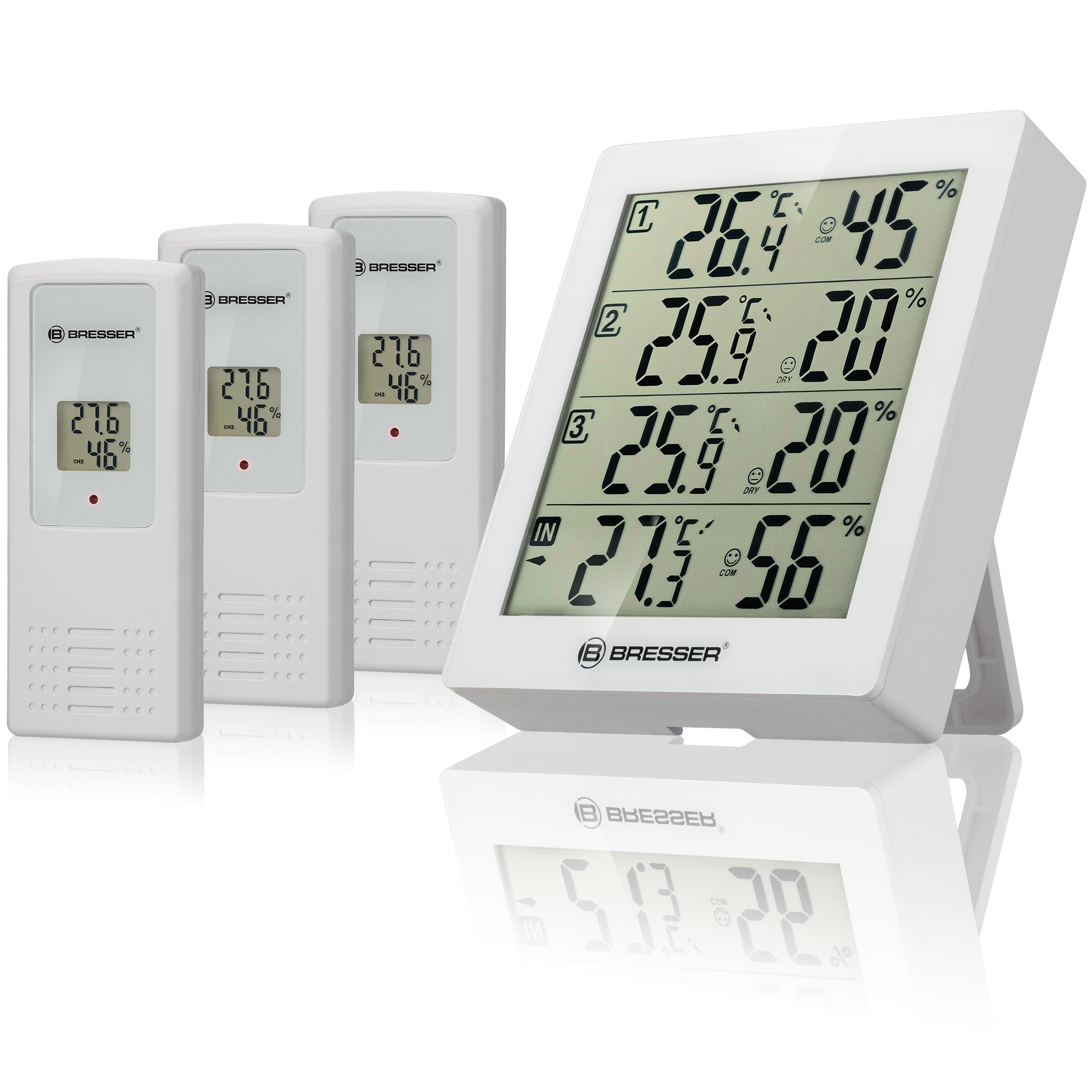 BRESSER ClimaTrend Hygro Quadro - Thermo- und Hygrometer mit 4 unabhängigen Messdaten