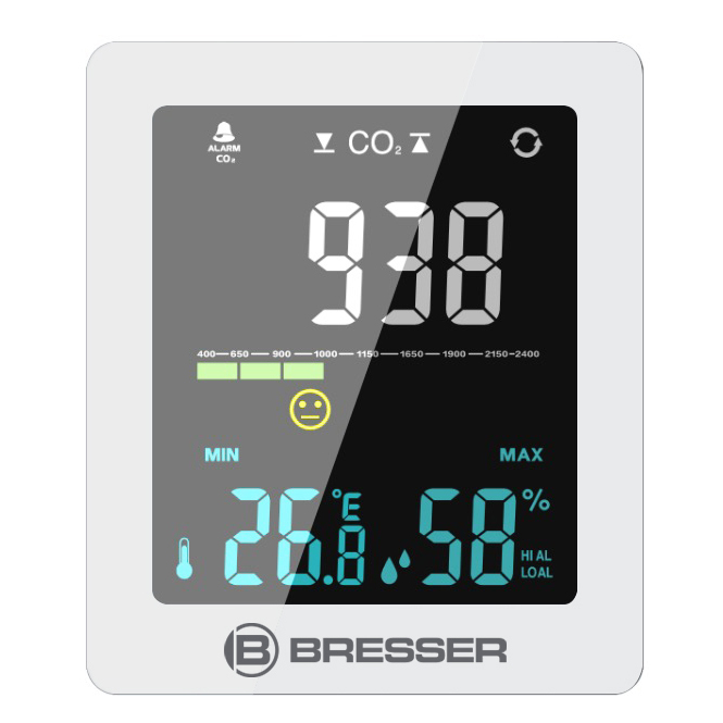 BRESSER CO2-Luftqualitätsmonitor Smile mit CO2-Ampel