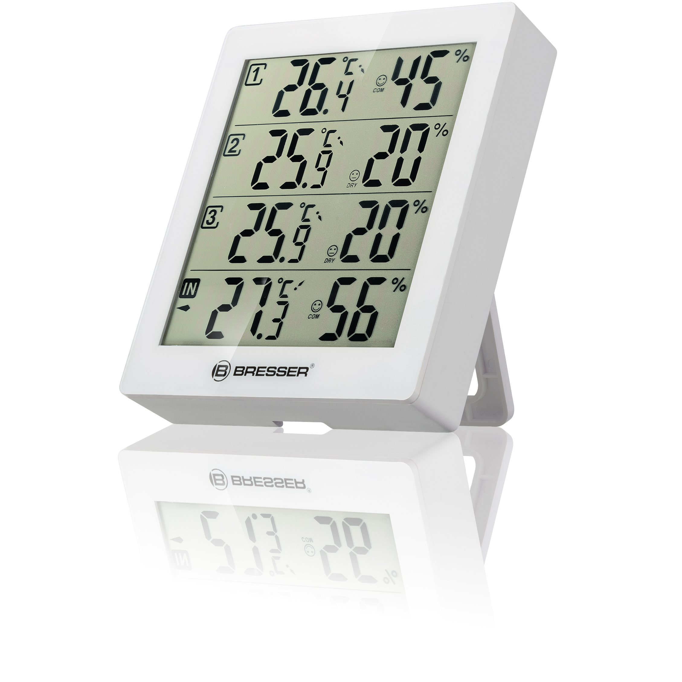 BRESSER ClimaTrend Hygro Quadro - Thermo- und Hygrometer mit 4 unabhängigen Messdaten (Refurbished)