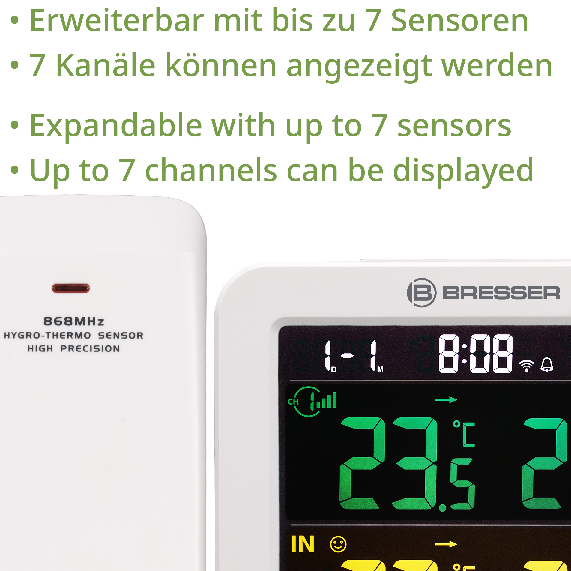BRESSER Smart Home 7-Kanal Tuya Thermo-Hygrometer